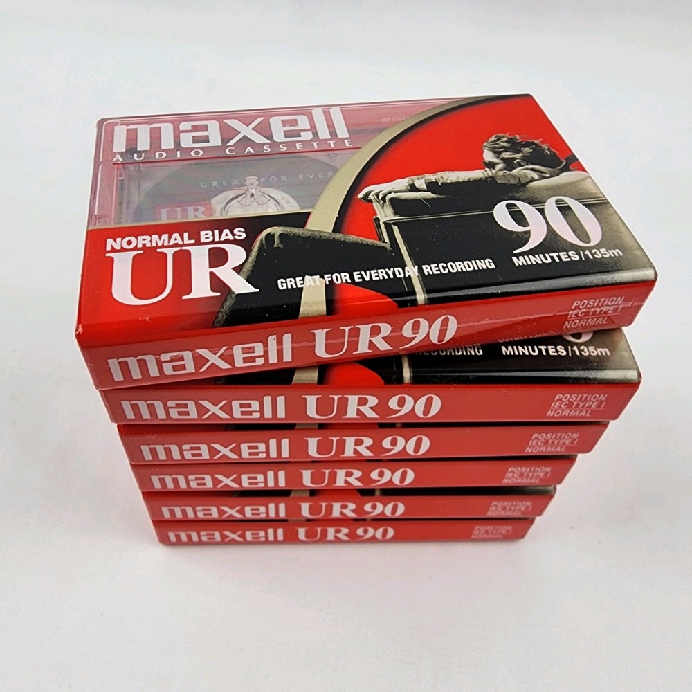 Lot Of‎ 6 Maxell Audio UR 90 Blank Cassette Tape Factory Sealed